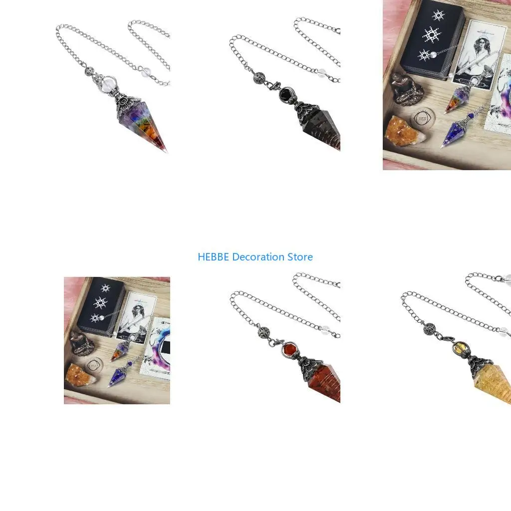 B0KC Healings Stone Pendulums with Lazuli, Hexagonal Crystal Pendants Decoration for Spiritual Guidance Gift