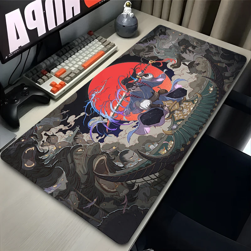 

Коврик для мыши 1 шт., увеличенный игровой коврик Oni Hannya Mask Samurai, крутой настольный коврик с прошитой нескользящей резиновой основой, коврик для клавиатуры