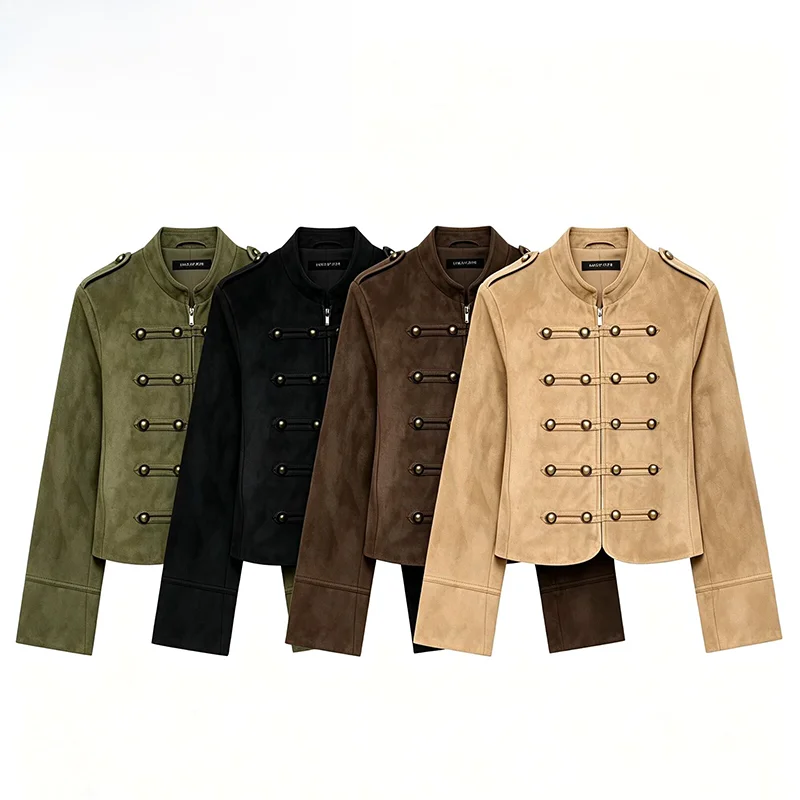 Fashionable Versatile Rope Buckle Jacket Women's Short Outerwear Standard Fit Polyester Long Sleeve Regular Length Autumn New
