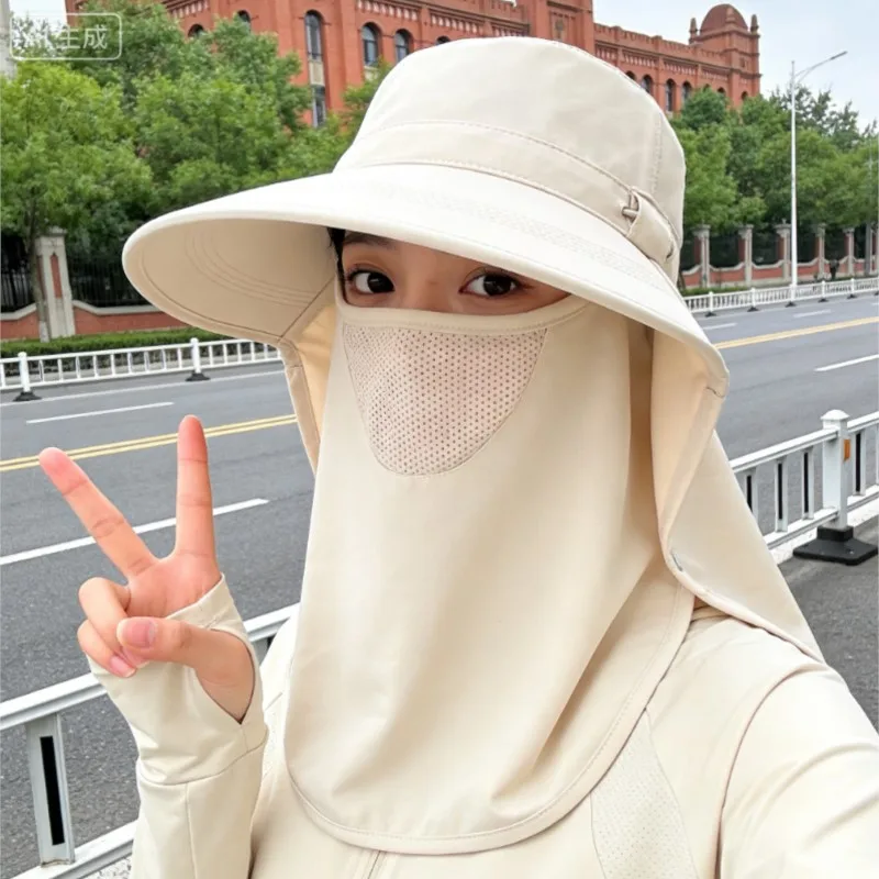 

hat breathable face mask neck guard all-in-one UV outdoor for women
