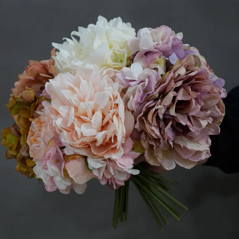 1 Stück Luxuriöse 6-teilige Künstliche Pfingstrosen-Blumendekoration für Wohnzimmer Esstisch Hochzeit F
