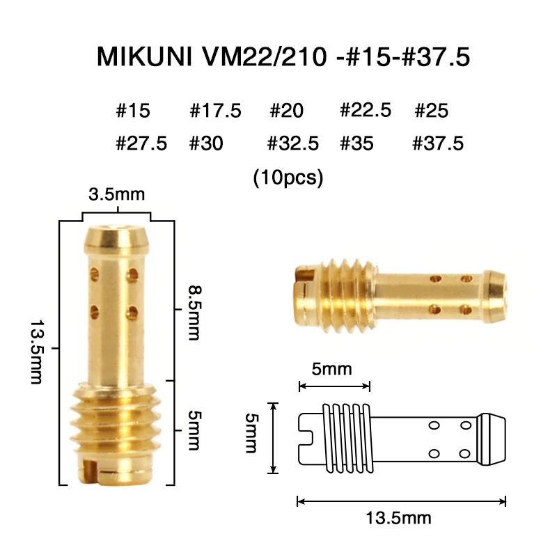 ZSDTRP 10pcs Motorcycle Carburetor Idle Pilot Jet for MIKUNI VM/TM/TMX VM22/210 Carburetter