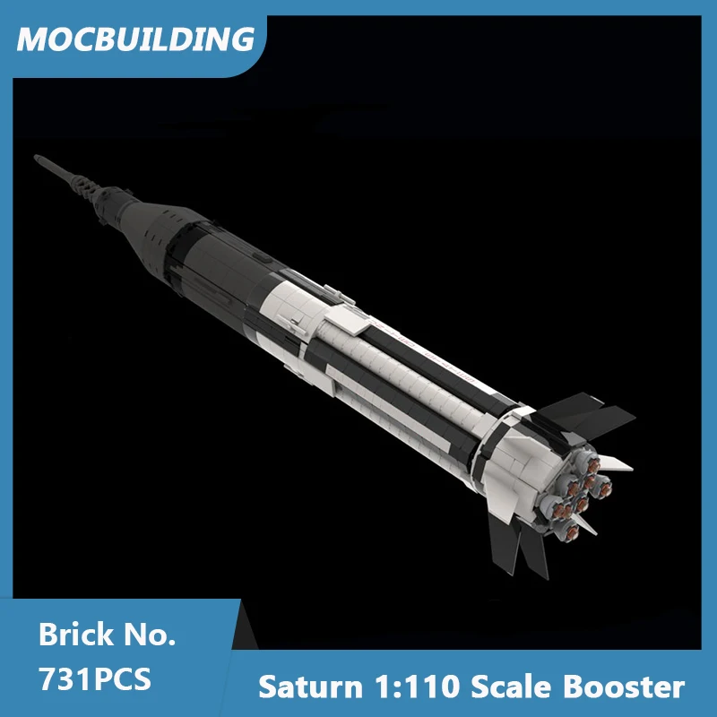 MOC Building Blocks Saturn 1:110 Scale Booster Model DIY Assembled Bricks Space Rocket Series Creative Educational Toys 731PCS