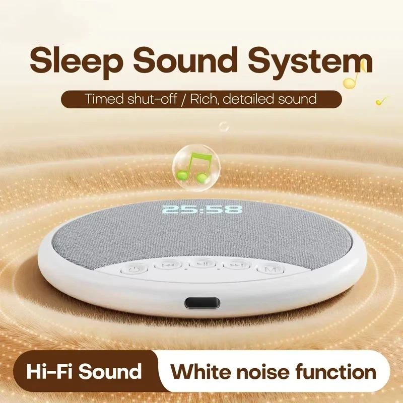 Pillow Speaker HiFi Sleep Sound Machine White Noise Bluetooth 5.4 Speaker Digital Alarm Clock Timer Long Battery Life