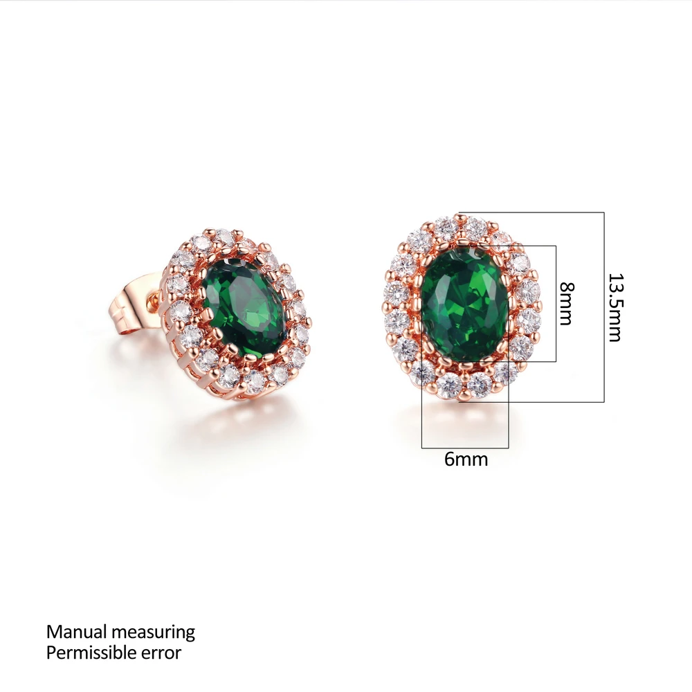 5 Colors Bridal Wedding Set For Women Green Crystal Necklace & Earrings Rose Gold Color Cubic Zirconia Fashion Jewelry S106
