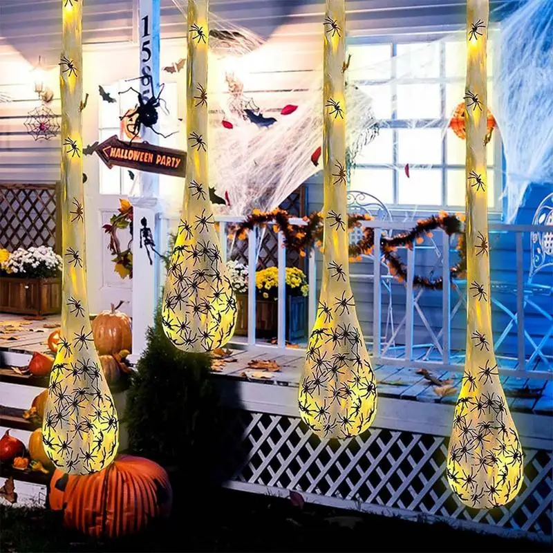 Halloween Glowing Spider Egg Sac 3.3ft Hanging Spider Props Glowing Spider Egg Sac Props for Home Holiday Party Decoration