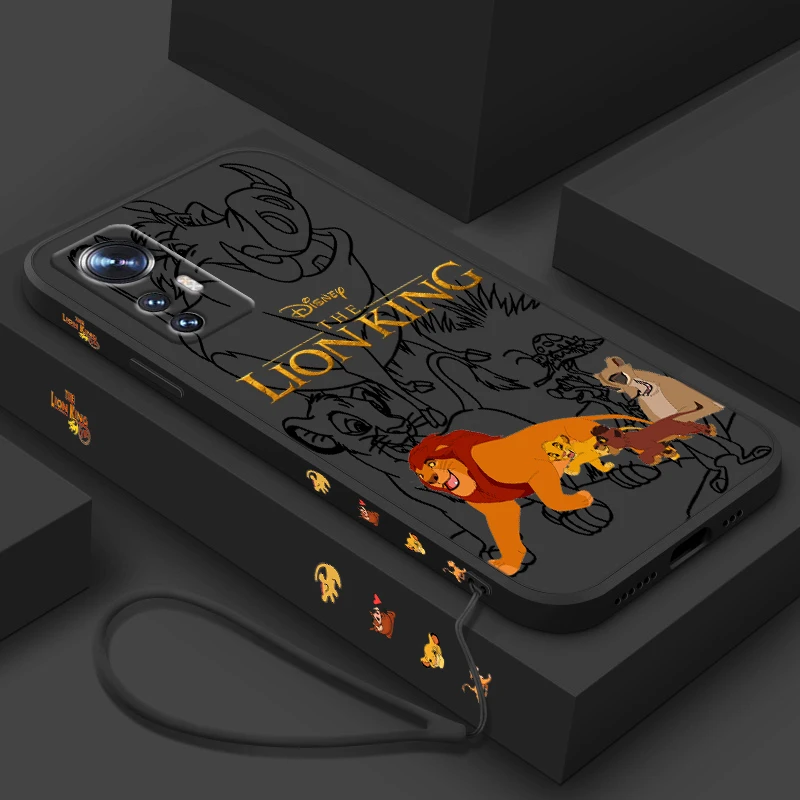 Disney Handsome  Lion King Liquid Left Rope Phone Case For Xiaomi Mi A3 9 10 11 12 13 Note 10 Lite SE T X i Pro Soft Cover Capa