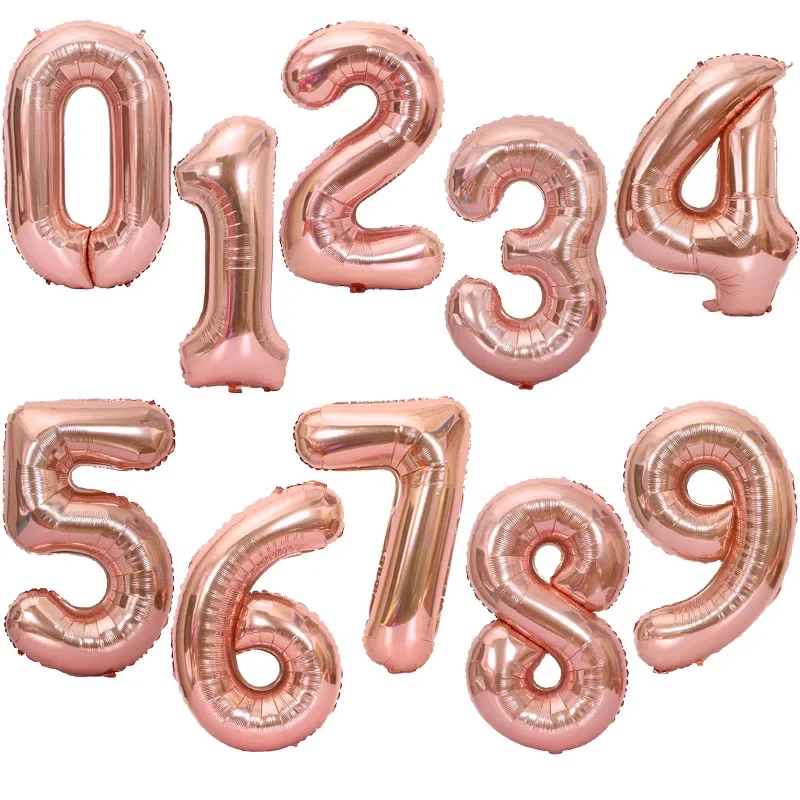 

1/5pcsSilver Gold Foil Number Balloons 32Inch Rose Gold Digit Figure Helium Balloon Birthday Wedding Party Decorations Ballons