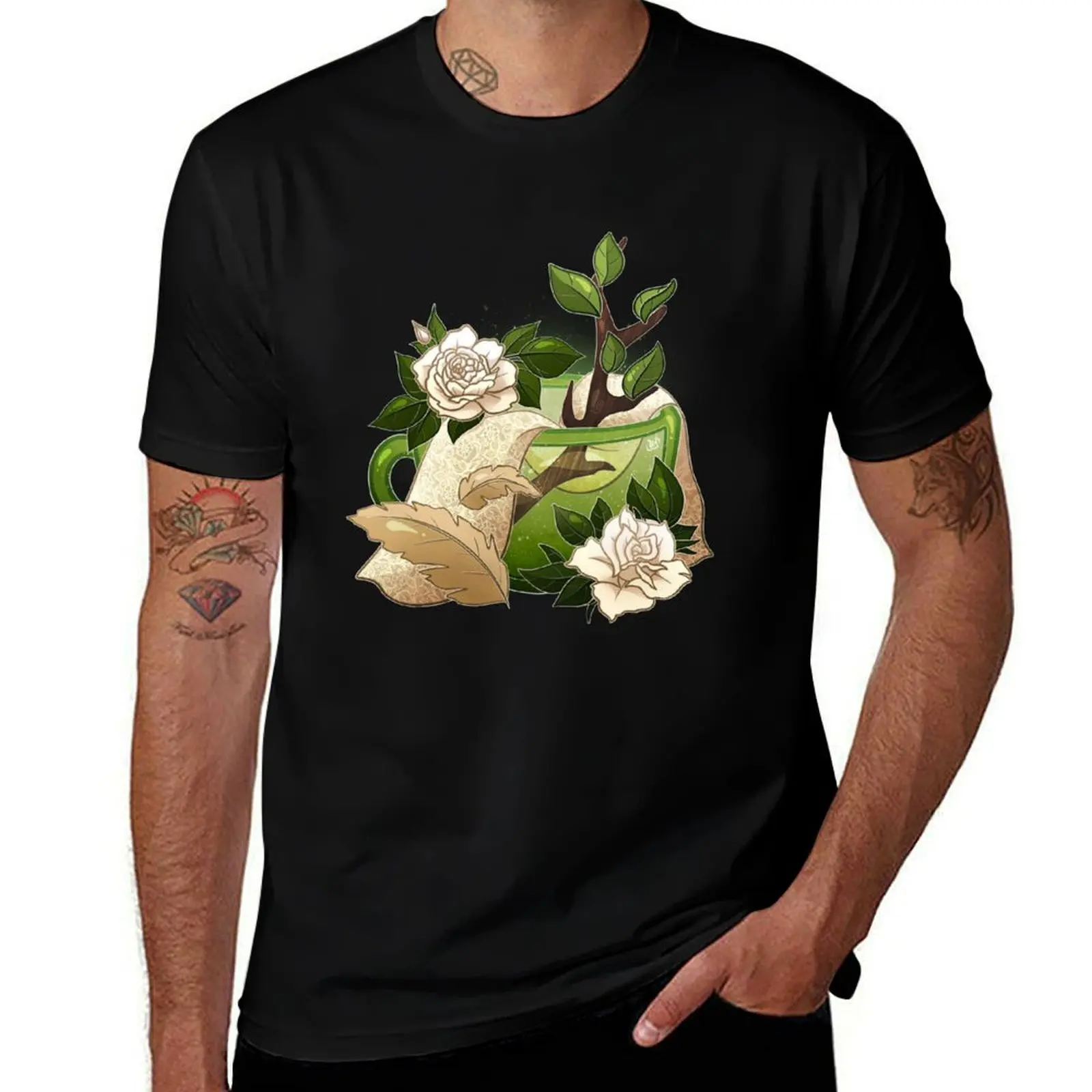 Peaceful Forest Teacup - Cottagecore Aesthetic T-Shirt Lightweight Casual Summer T-Shirt
