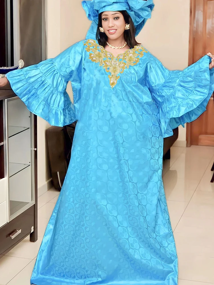 Bazin Riche-Robe de Mariée Traditionnelle à Manches sulf, Tenue de Bal, de ix, pour Femme