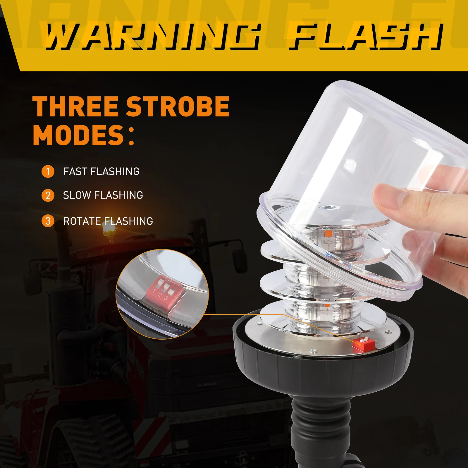 360 Degree Rotating Warning Light For Car Truck Agriculture Marine Boat Yacht Navigation Light Amber Emergency Security Strobe