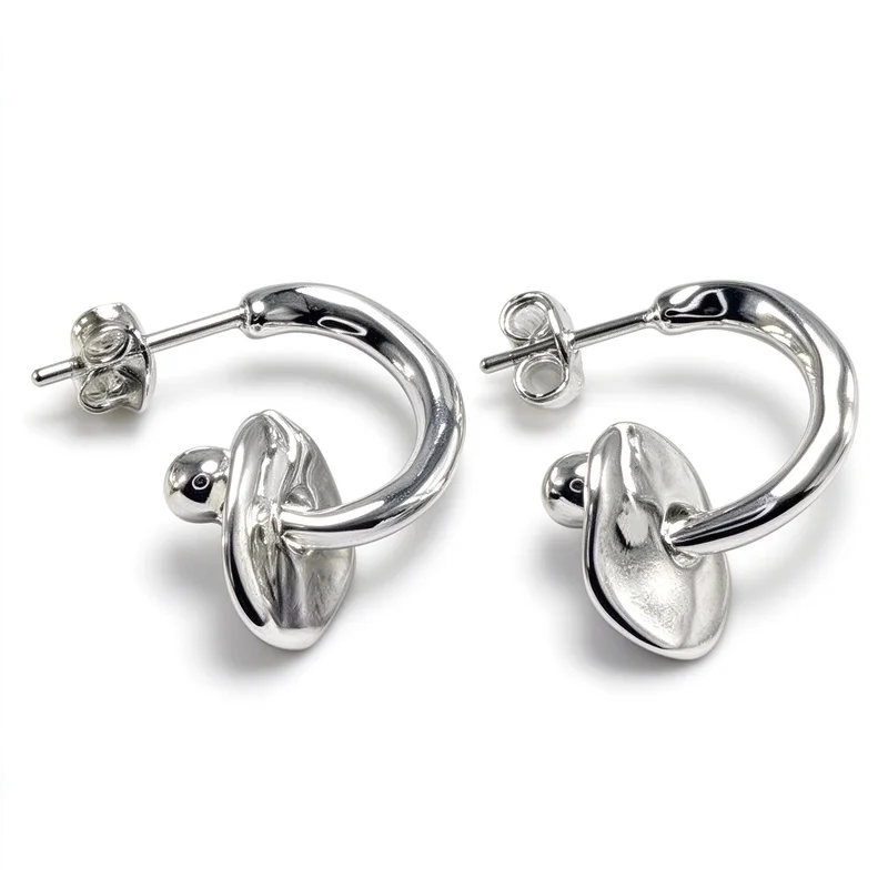 Hoop Stud Earrings, Silver Tone C Shape Open Hoop Earrings with Gold Tone Half Circle Option for Women Girls Ladies, Minimalist Chic Trendy Style Jewelry for Daily Wear Office Casual Date Everyday, Birthday Gift for Her, Hypoallergenic, 2 Colors Options