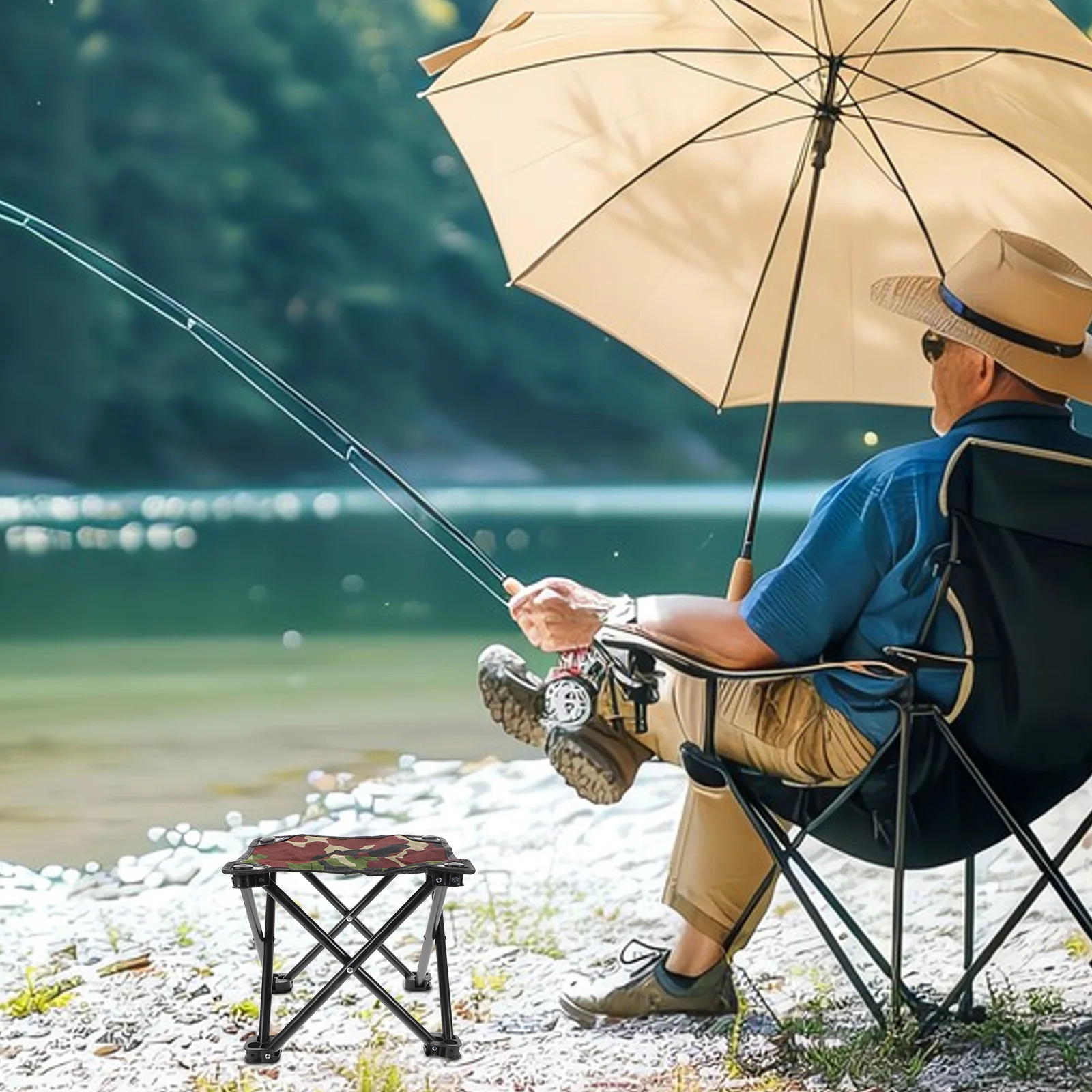 كرسي قابل للطي خفيف الوزن محمول للتخييم والصيد والمشي لمسافات طويلة والنزهة وحديقة الشاطئ والصيد في الهواء الطلق ترايبود قابل للطي