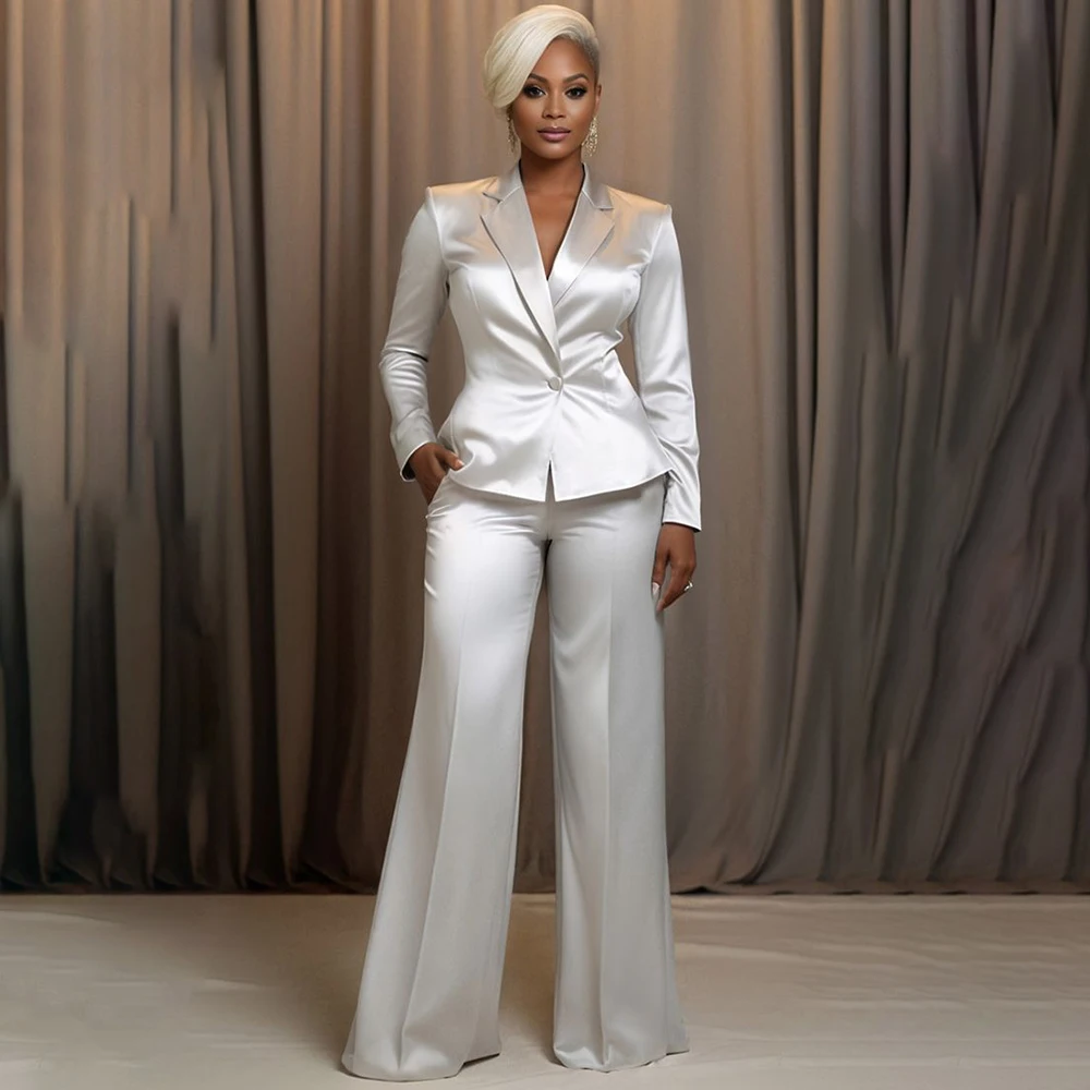 Luxury Women's Suits 2026 Elegant One-Button Slim Fit 2 Piece Jacket Pants Sets High Quality Evening Female Clothing Outfits
