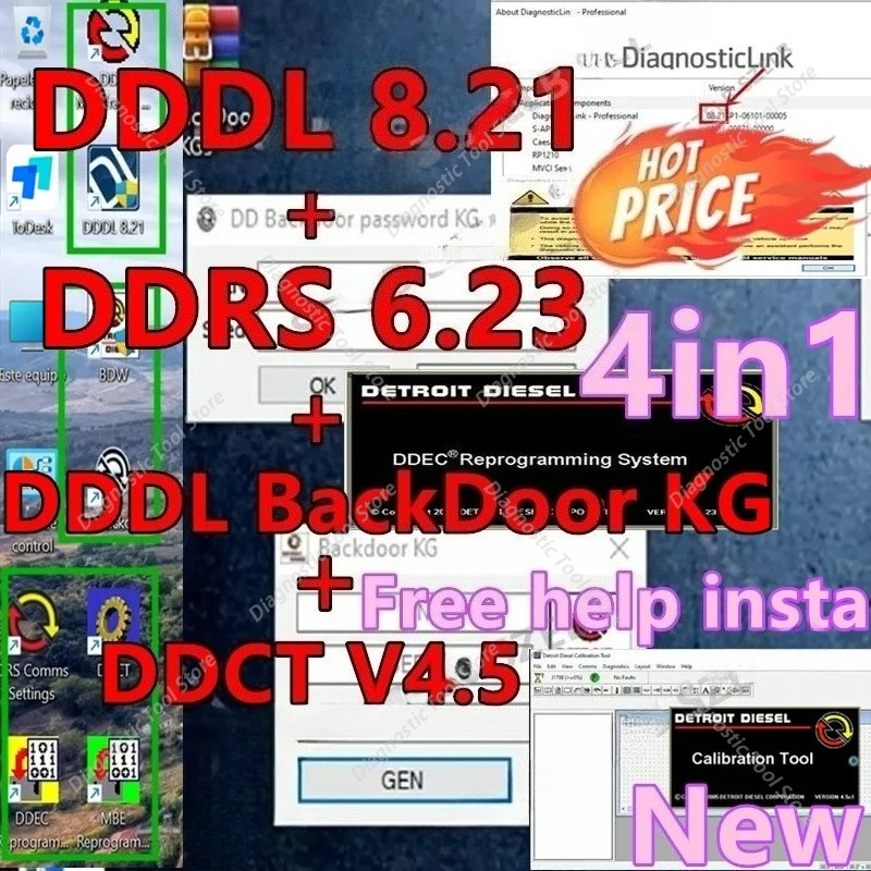 2026 NEW Detroit Diesel Diagnostic Link 8.21 Level 10 10 10 DDDL 8.21 + DDDL BackDoorKG + DRS 6.23 + DDCT v4.5 Calibration Tool
