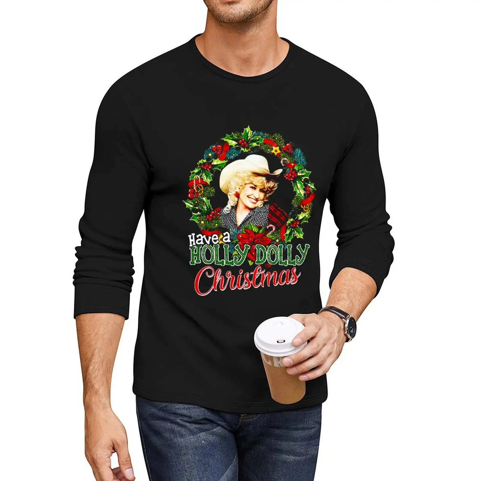 

Have A Holly Dolly Christmas Funny Long T-Shirt tops quick drying shirt plain t-shirt boys t shirts fitted t shirts for men