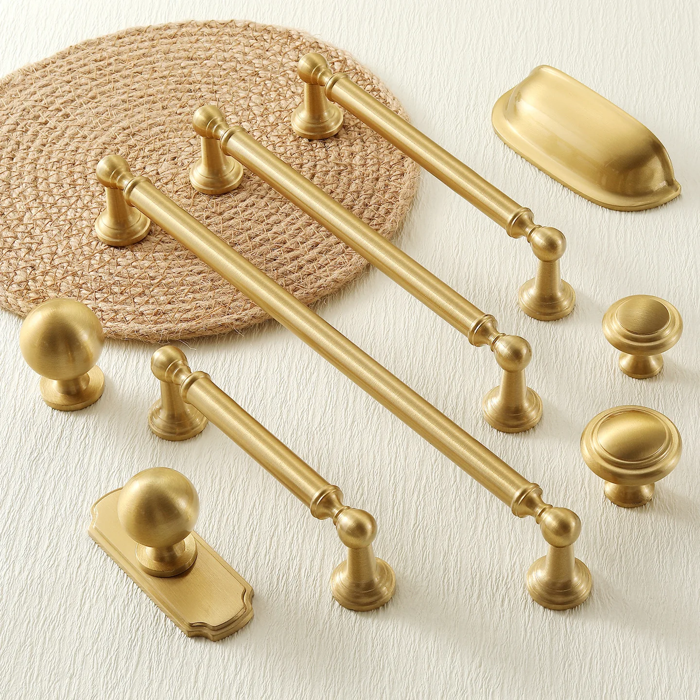 American Solid Brass Handles for Furniture Golden Handles for Wardrobe and Drawer Hardware Fitting Kitchen Cabinet Handles