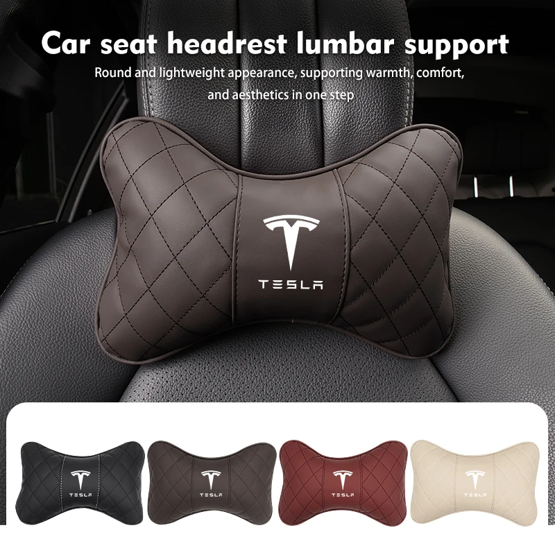 Car Neck Pillow Seat Pillow Support Auto Lumbar Cushion  For Tesla Model 3 Y S X Roadster Bonina Coil