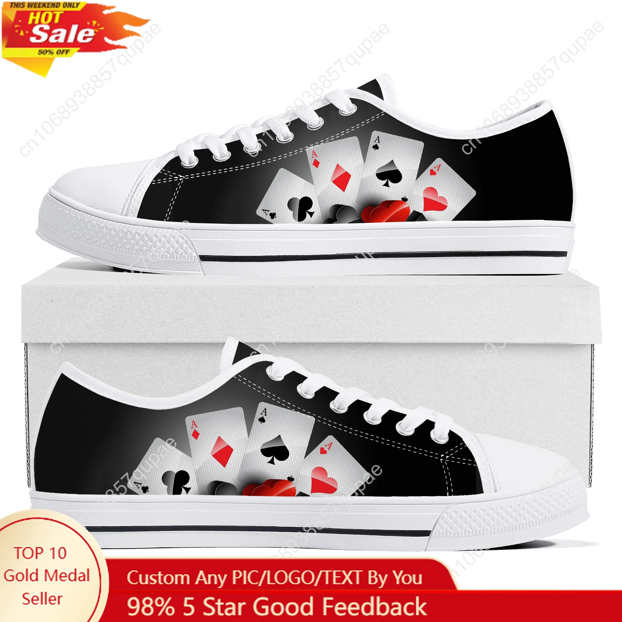 

Playing Card Poker 3D Printed Pattern Low Top Lightweight Sneakers Mens Womens Canvas Sneaker Casual Hiking Lightweight Shoes