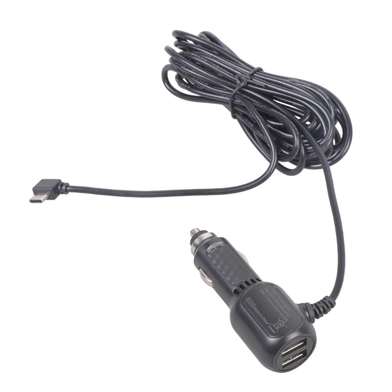 Dashcam Double USB Car Adapter 342cm Flexible Type C Cord Multi Device