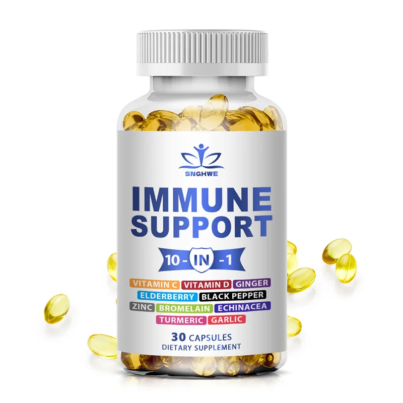 120 Organic Immune Supplements Containing Elderberry, Vitamin C And Zinc 50mg, Vitamin D,Curcumin And Ginger, Echinacea