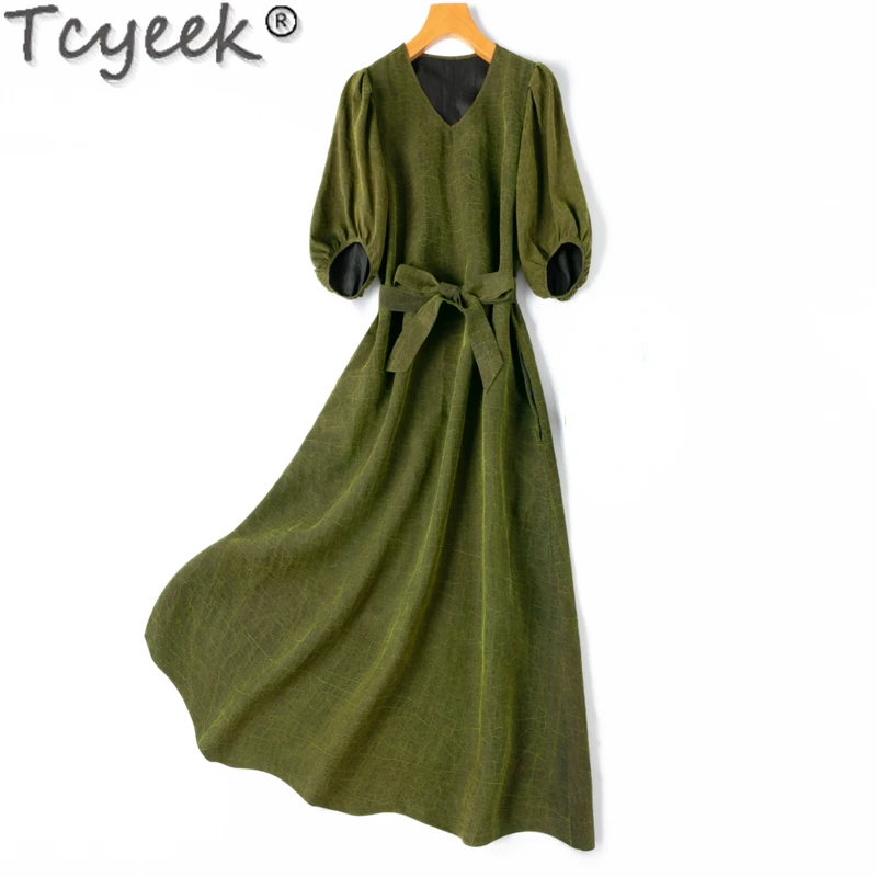 

Tcyeek 100% Mulberry Silk High-end Dress Elegant Dresses for Women Clothing Fashion Summer Dress Womens Dresses Vestido Feminino