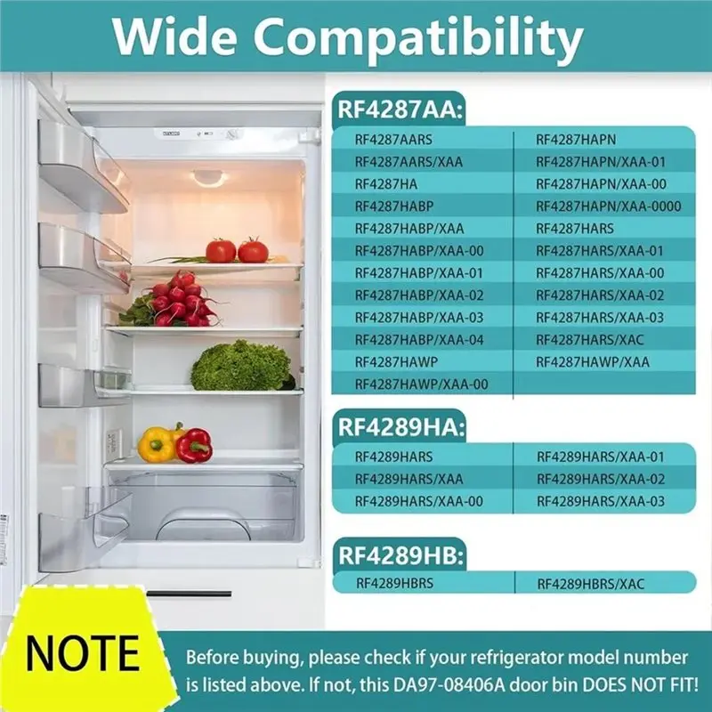 A38T-For RF4287, RF4289 Series Refrigerator Replacement Door Bin Shelf DA97-08406A Right Side Storage
