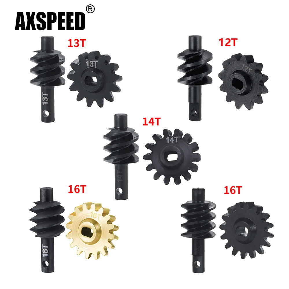 AXSPEED Front Rear Steel 12T/13T/14T/16T Diff Axle Gear for Axial SCX24 Deadbolt C10 Wrangler Gladiator Bronco 1/24 RC Car Parts