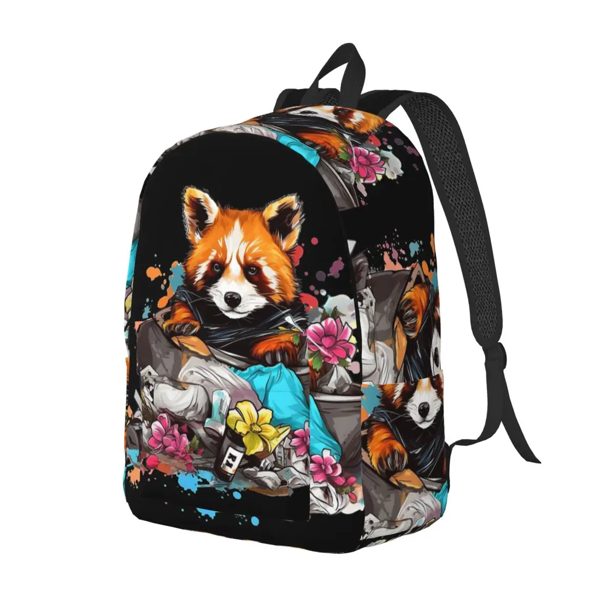 Red Panda In Trash Cute Red Panda Student Backpack School Bag Hiking Travel Daypack for Men Women Bookbag Shoulder Bags