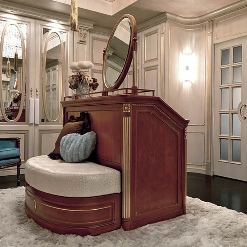 Household French bedroom custom light luxury home decoration solid wood overall wardrobe