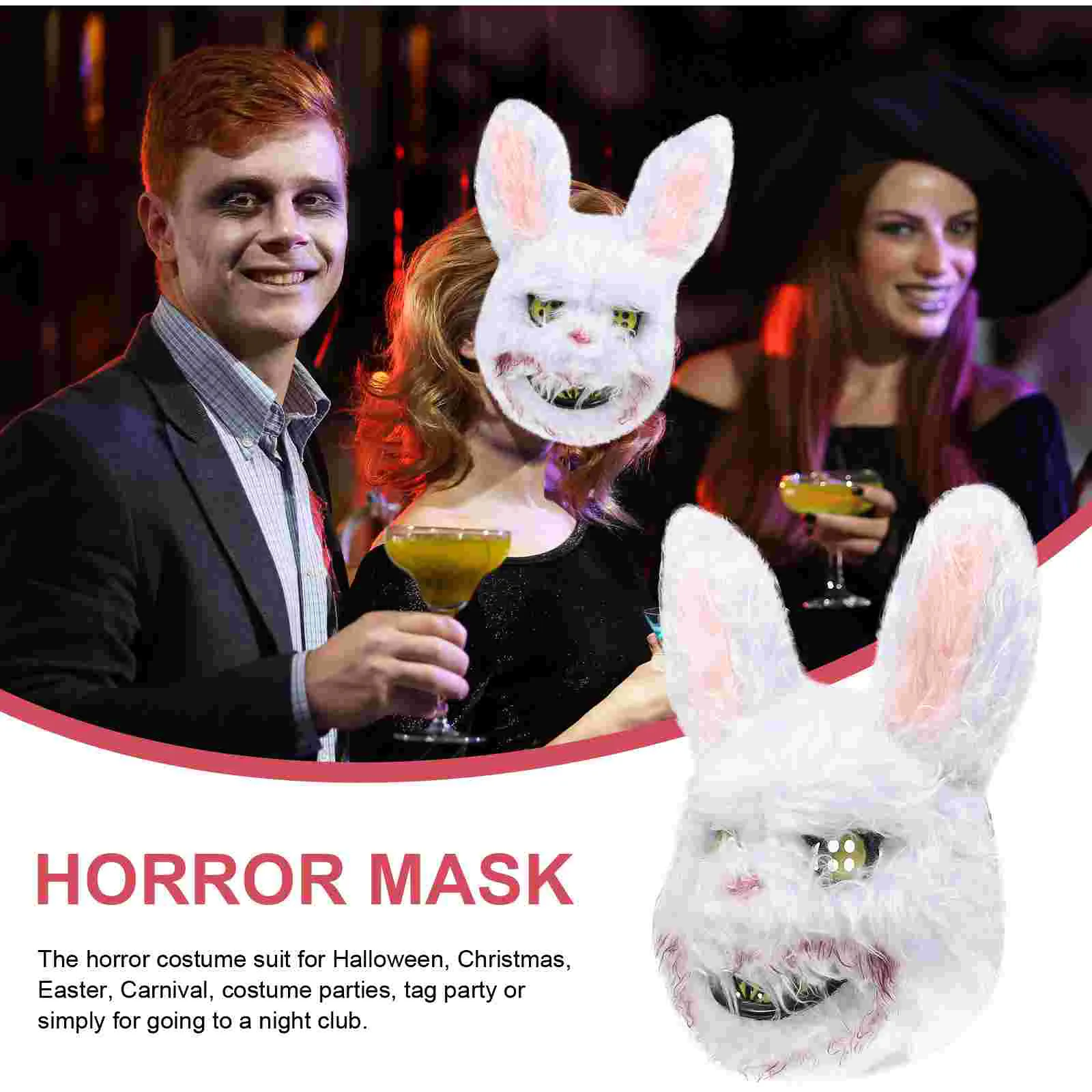 1 Pc Horror Rabbit Mask Halloween Face Cover Plush Mask Party Face Adornment Horror Mask Party Adornment