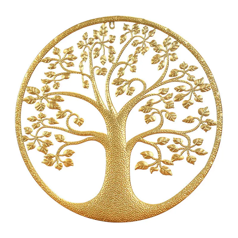 Golden Wealth Tree Decoration Iron Art Wall Decor Postmodern Minimalist Hotel Bedside Living Room Wallpaper Background Crafts