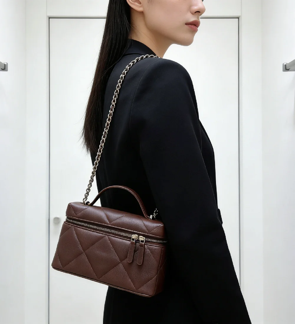 

leather waterproof retro mini crossbody small bucket bag with diamond pattern, exquisite single-shoulder women's bag