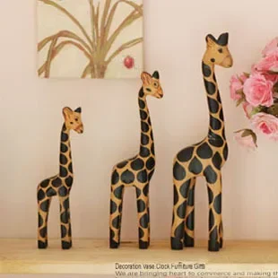 

3 Pcs Sets Giraffe Ornaments Creative Home Decorations Nordic Log Wooden Animal Figurines A Family of Giraffes Crafts Gift