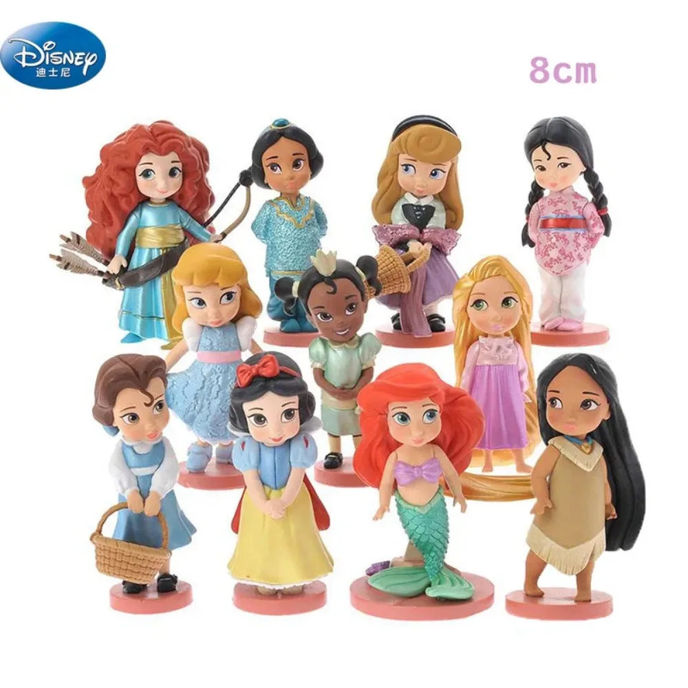 Disney   11 pcs/lot  Pvc Snow White Action Figures Cute Cartoon Mini Princess Mermaid Toys Models Girls Gifts