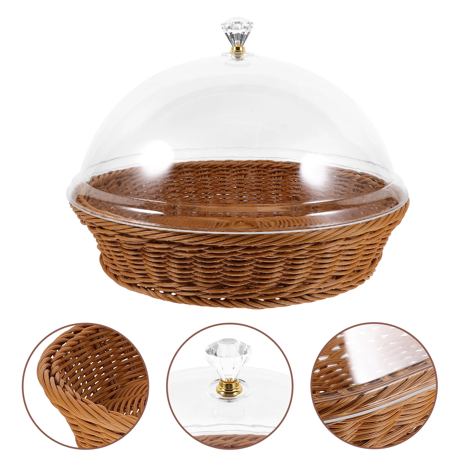 

Food Serving Tray Woven Storage Basket For Kitchen Fruit Bread Snack Organizer Round Smooth Surface Easy Clean Tabletop