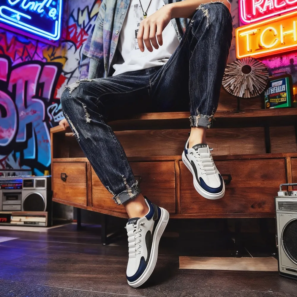 

New Men's Shoes Leather Low Cut Fashion Trendy Running Sports Men's Casual Trendy Shoes which make you handsome