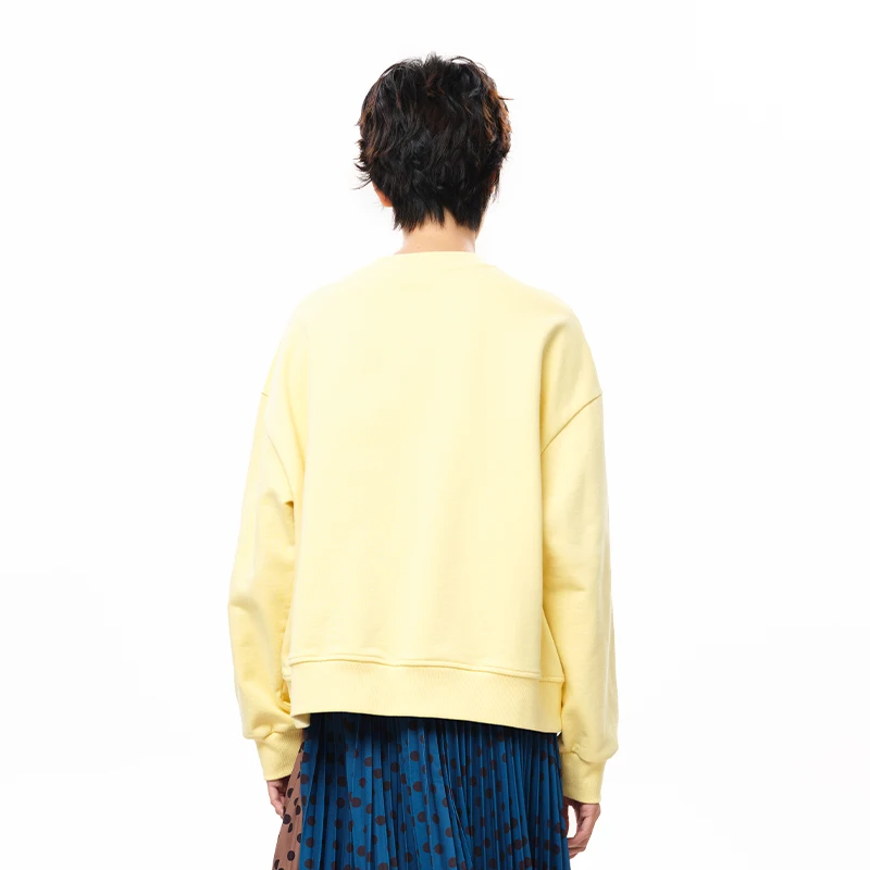 MOVEUP Long Sleeved Round Neck Sweatshirt Winter Pure Cotton Horse Embroidery Drop Sleeves Commuting Women's Top 3EWD11413