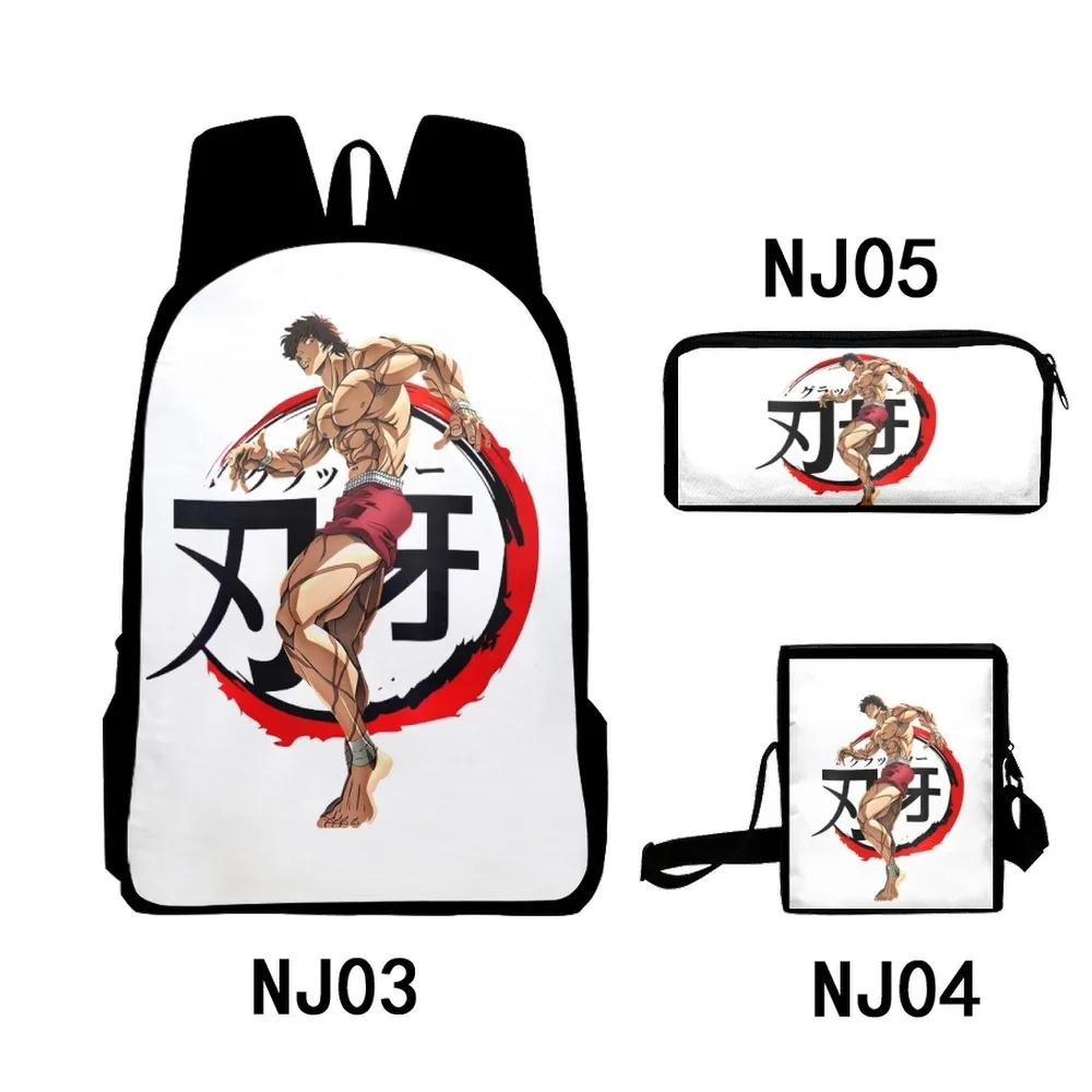 

Trendy Anime Yujiro Baki Hanma 3D Print 3pcs/Set pupil School Bags Laptop Daypack Backpack Inclined shoulder bag Pencil Case
