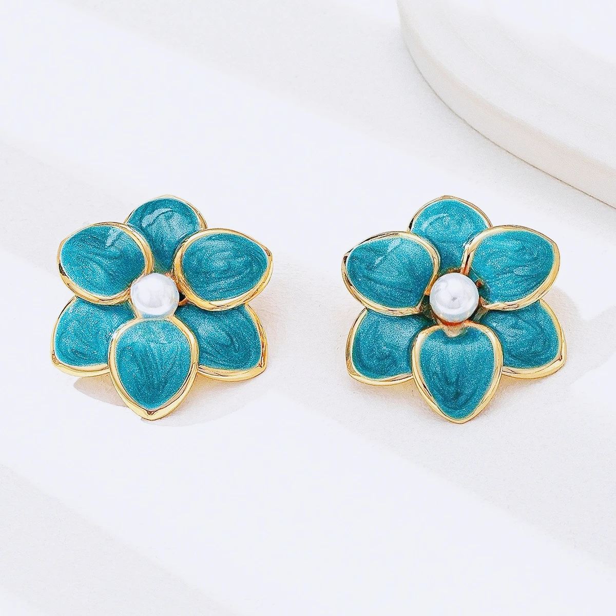 

Большие эмалевые серьги-гвоздики с жемчугом для женщин и девушек, винтажные, в стиле гиперболы, модные, в средневековом стиле, элегантные, Pendientes Mujer