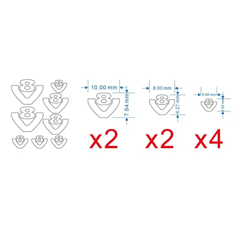 Simulatie V8 Kleine Decoratie Metalen Sticker Voor 1/14 RC Truck Trailer Kipper Scania R620 R470 56323 Auto DIY Onderdelen