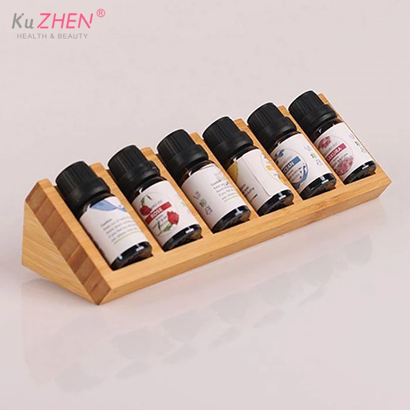 1pc Essential Oil Wooden Display 6 Slots Portable Tabletop Diffuser Stand Nail Polish Collection Perfume Holder Shelf Organizer