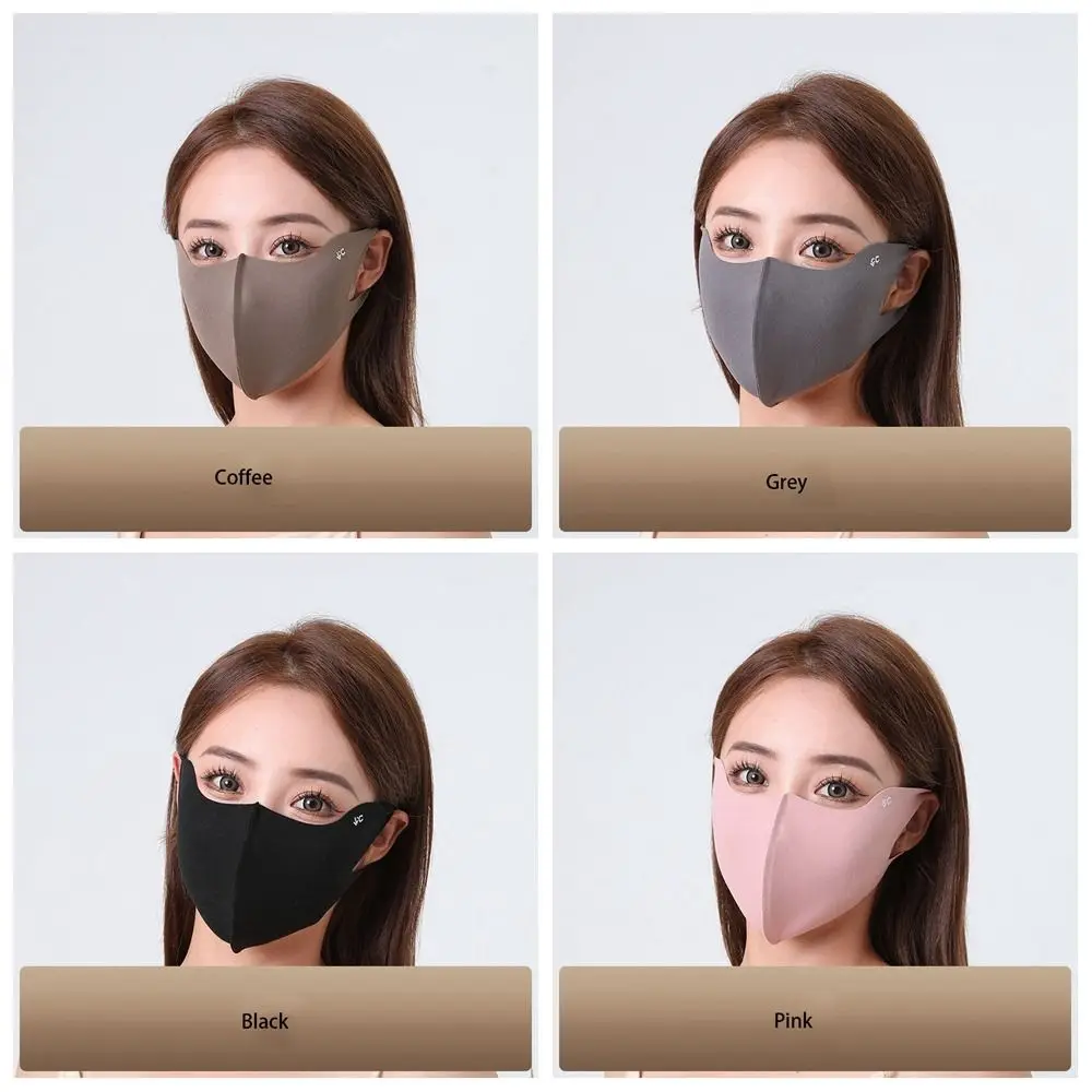 Thin Sunscreen Face Scarf Ice Silk Mask Summer Solid Color Face Cover Face Scarves UV Protection Face Gini Mask Cycling