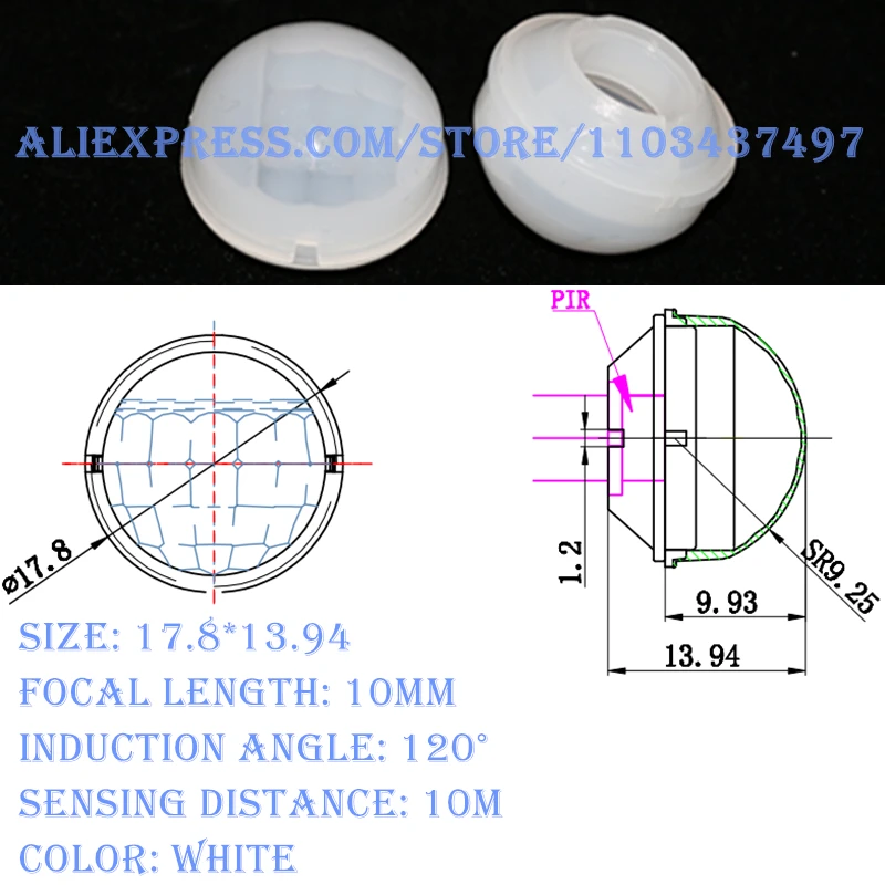 Fresnel lens Infrared induction 120 ° induction angle 10M distance PIR high sensitivity Infrared sensing of human body plast