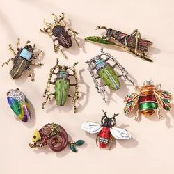 Women Men Beetle Crystal Pearl Brooch Pin Fashion Metal Cute Insect Jewelry Accessories Retro Brooch Women Men