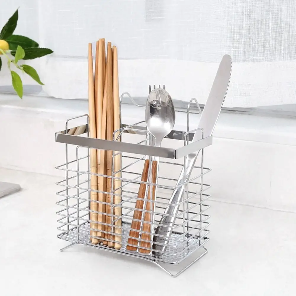 Stainless Steel Chopsticks Holder Chopsticks Storage Rack Wall Mounted Spoon Fork Cutlery Holder Tableware Draining Rack