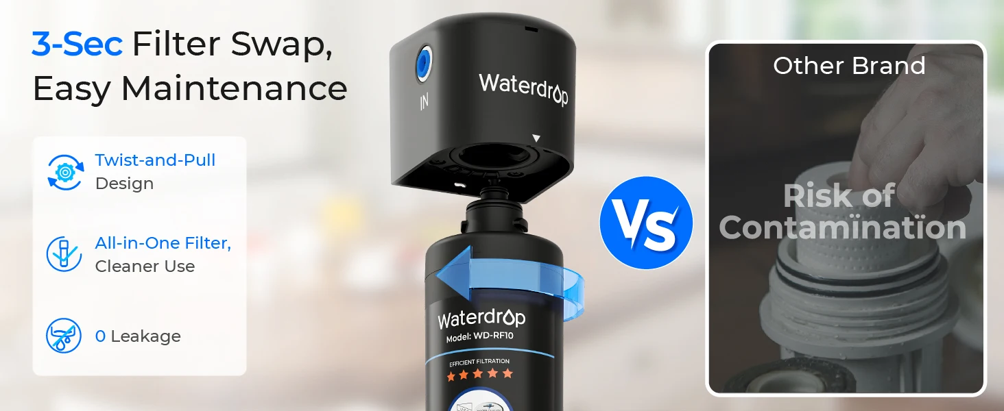 Waterdrop 10UA Under Sink Water Filter System, Reduces PFAS, PFOA/PFOS, Lead, Chlorine, Bad Taste & Odor