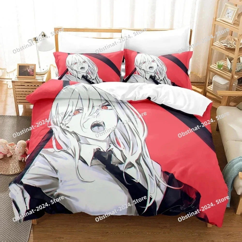 

Anime Chainsaw Man Makima Printed Bed Set Duvet Cover Pillowcase Bedding Set Bed Linen Sheet Quilt Cover Full Queen King Size