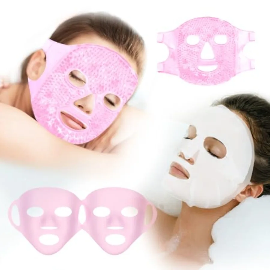 

Reusable Ice Face Mask Set - Hot and Cold Therapy for Migraine, Wisdom Tooth Pain, Puffiness Relief with 2 Silicone Covers, Coo