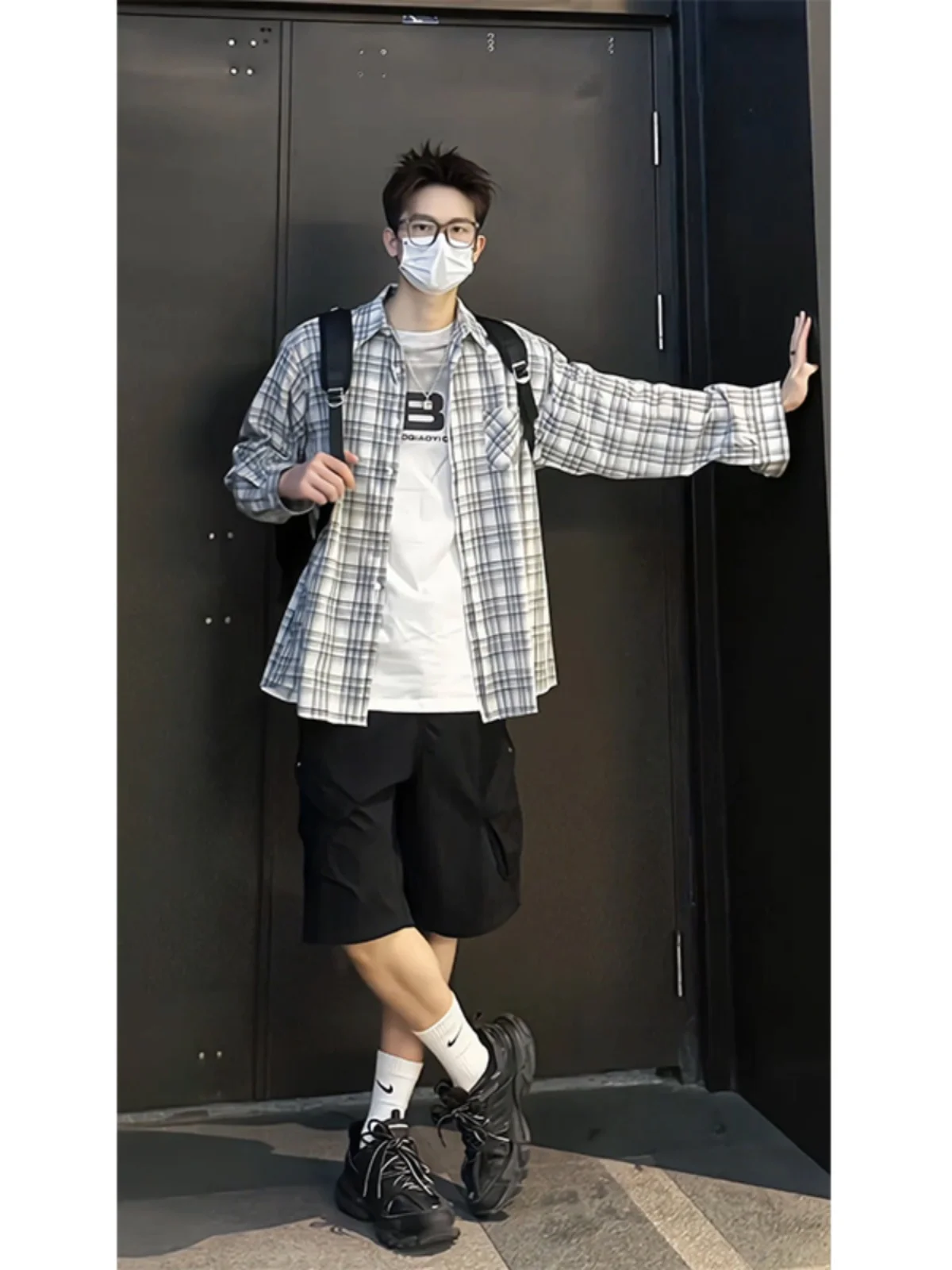 

Мужские летние джинсы Cleanfit Bla Workwear в американском уличном стиле, свободные, с большими карманами, длиной до колена, для подростков и молодежи